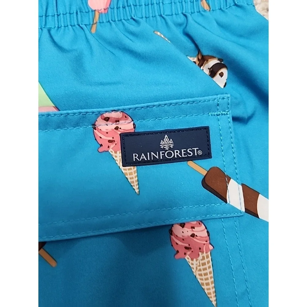 Men's Swim Trunks Ice Cream Popsicle Print Brief‎ Lined Trunks Size XL